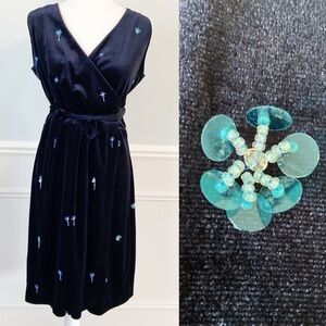 Velvet Wrap Dress Skater Dress Embellished Knee Length Tea Length Si 10 Handmade